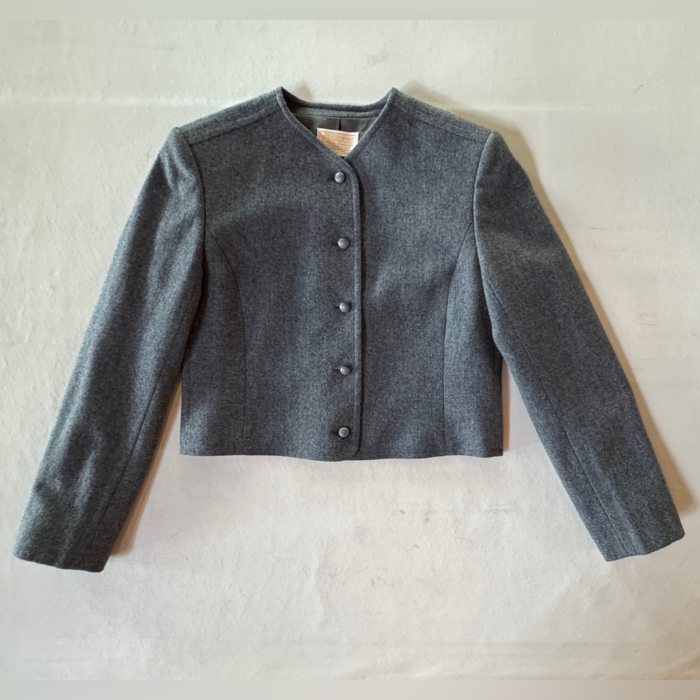 Pendleton Vintage Gray Lined Cropped Wool Blazer … - image 8